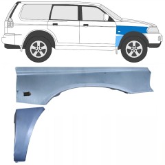 Panel de reparación guardabarros delantero para Mitsubishi Pajero Sport 1996-2008 / Derecho / Conjunto 8542