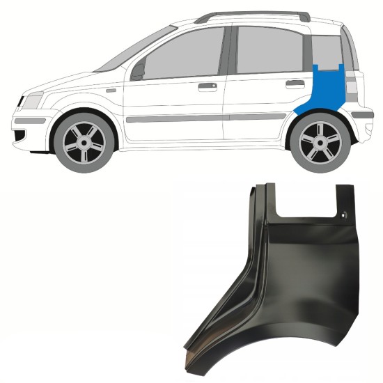 Panel de reparación guardabarros trasero para Fiat Panda 2003-2012 / Izquierda 10752