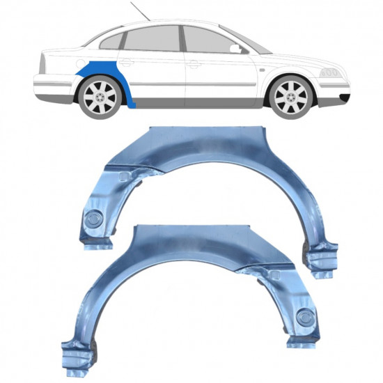 Panel de reparación guardabarros trasero para VW Passat B5 1996-2005 / Izquierda+Derecha / Conjunto 10407