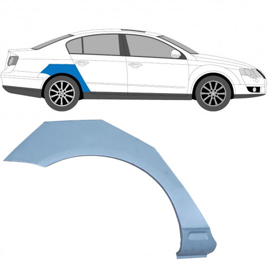 Panel de reparación guardabarros trasero para VW Passat B6 2005-2010 / Derecho 11453