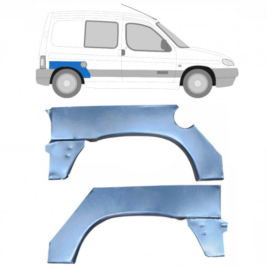 Panel de reparación guardabarros trasero para Peugeot Partner 1996- / Izquierda+Derecha / Conjunto 9812