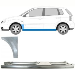 Umbral completo + Panel de reparación guardabarros delantero para Volkswagen Polo 2001-2009 / Izquierda / Conjunto 8730