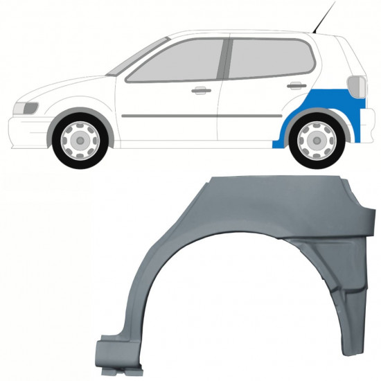 Panel de reparación guardabarros trasero parte inferior para VW Polo 1994-1999 / Izquierda 10195