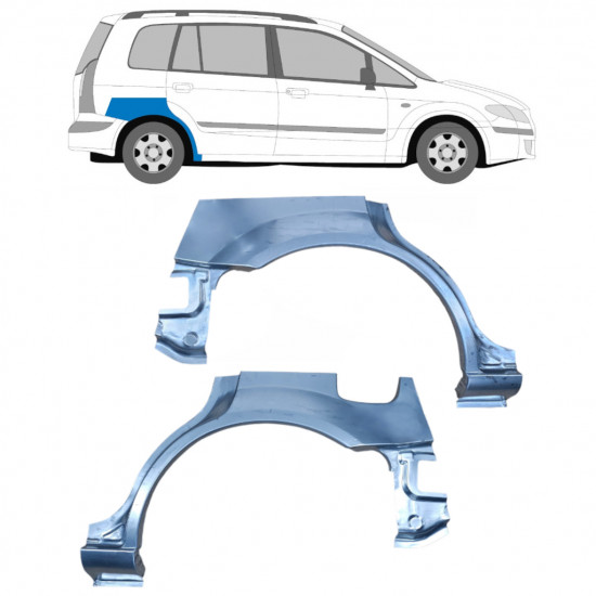 Panel de reparación guardabarros trasero para Mazda Premacy 1999-2005 / Izquierda+Derecha / Conjunto 9158