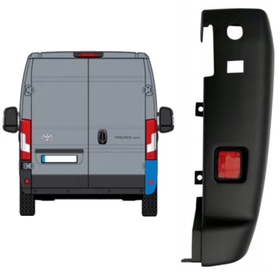 Esquina parachoques trasero 180 grados para Toyota Proace Max 2024- / Derecho 16038