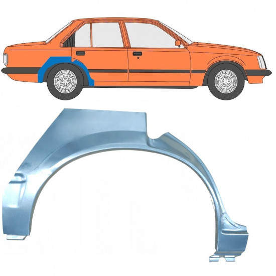 Panel de reparación guardabarros trasero para Opel Rekord E 1982-1986 / Derecho 8078