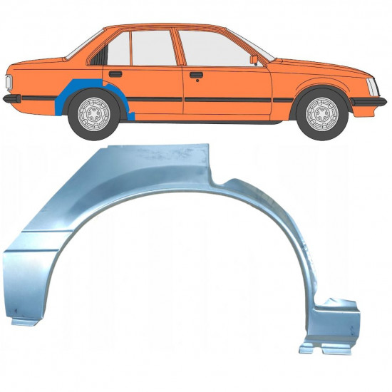 Panel de reparación guardabarros trasero para Opel Rekord E 1977-1982 / Derecho 8076