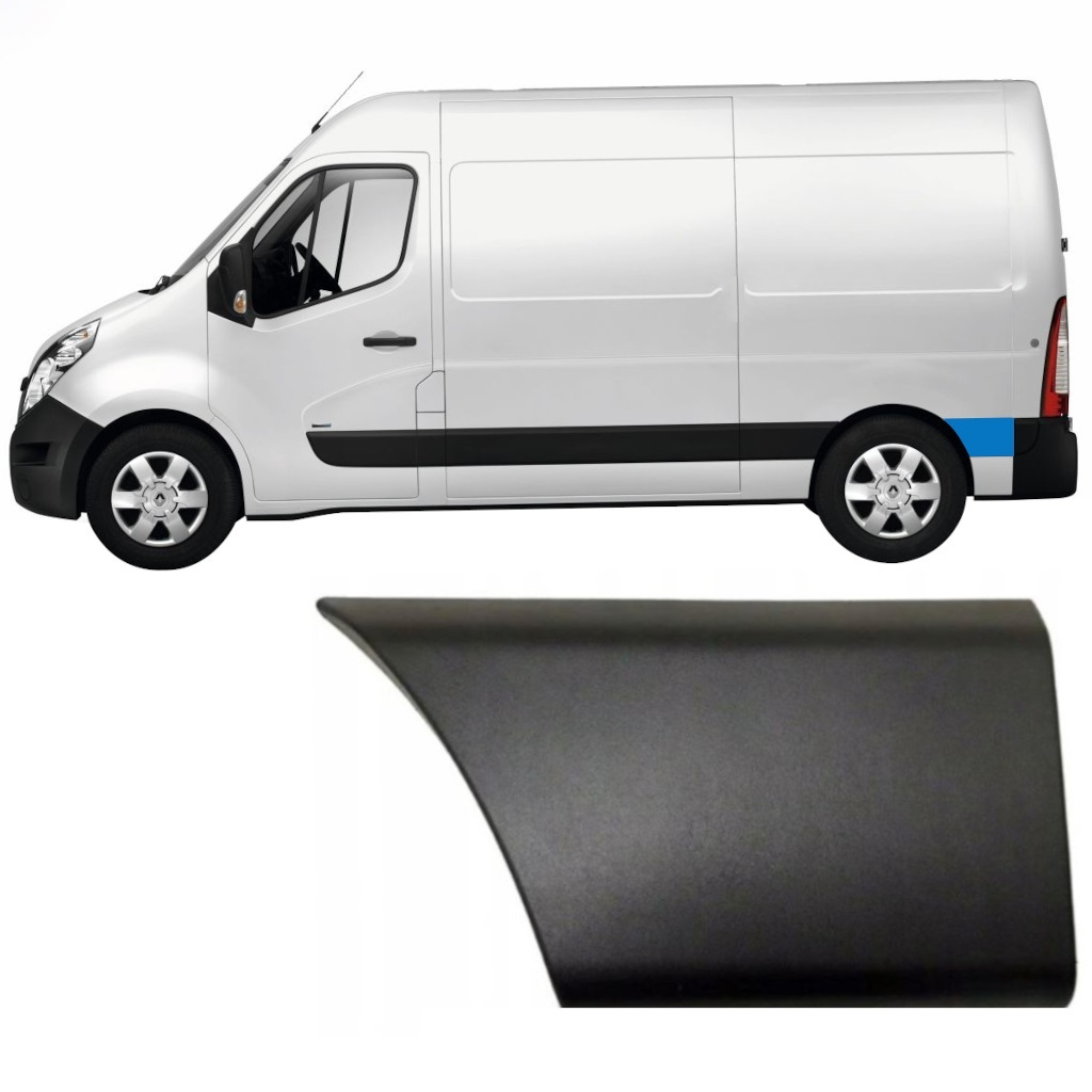 Moldura lateral guardabarros trasero detrás de la rueda para Renault Master 2010- / SWB / Izquierda 8322