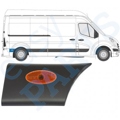 Moldura lateral guardabarros trasero con lámpara para Renault Master 2010- / Derecho /  10551