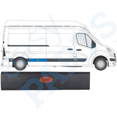 Moldura lateral con lámpara para Renault Master 2010- / LWB / Derecho /  10548