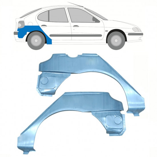 Panel de reparación guardabarros trasero para Renault Megane 1995-2003 / Izquierda+Derecha / Conjunto 10101