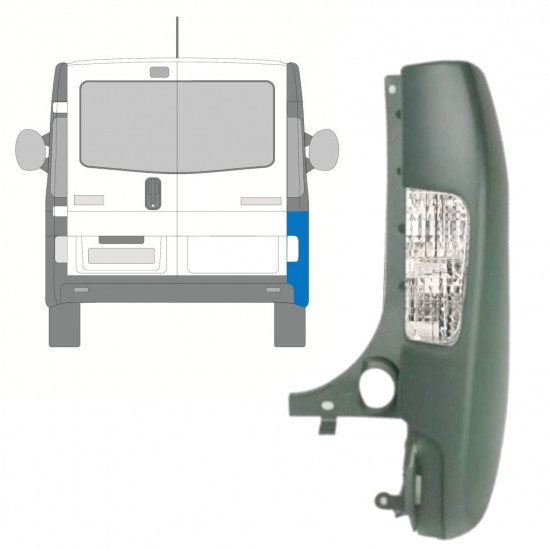 Esquina del parachoques trasero con lámpara para Renault Trafic 2001-2014 / Derecho /  10067