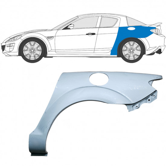 Panel de reparación guardabarros trasero para Mazda RX8 2003-2012 / Izquierda 6702