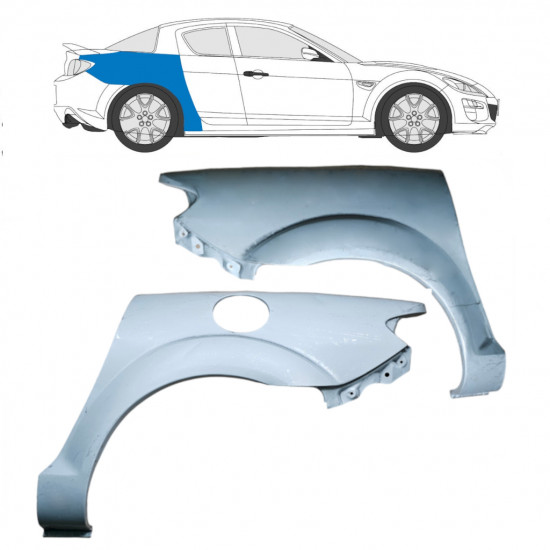 Panel de reparación guardabarros trasero para Mazda RX8 2003-2012 / Izquierda+Derecha / Conjunto 9283