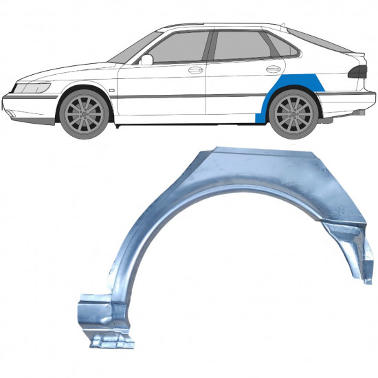 Panel de reparación guardabarros trasero para Saab 900 1994-1998 / Izquierda 6984