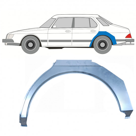 Panel de reparación guardabarros trasero para Saab 900 1978-1995 / Izquierda 11044