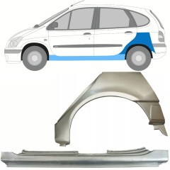 Panel de reparación del umbral + guardabarros trasero para Renault Megane I Scenic 1995-2003 / Izquierda / Conjunto 10100