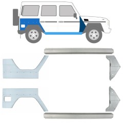 Panel de reparación del umbral + guardabarros delantero + guardabarros trasero para Mercedes G-Class W460 W461 W463 1979-2017 / Izquierda+Derecha / Conjunto 9711