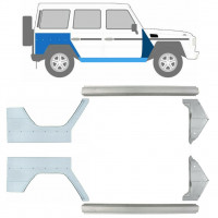 Panel de reparación del umbral + guardabarros delantero + guardabarros trasero para Mercedes G-Class 1979- / Izquierda+Derecha / Conjunto 9710