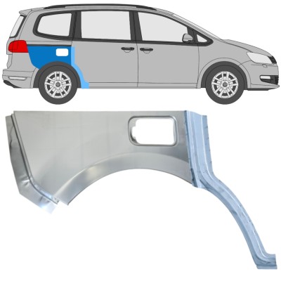 Panel de reparación guardabarros trasero para Volkswagen Sharan 2010-2022 / Derecho / Conjunto 14603