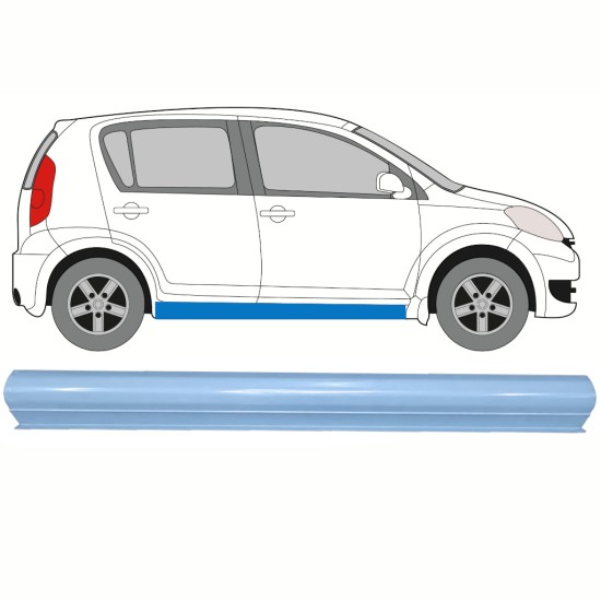 Panel de reparación umbral parte inferior para Daihatsu Sirion 2005-2010 / Izquierda = Derecha (simétrico) 17266