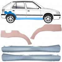 Panel de reparación del umbral + guardabarros trasero para Skoda Felicia 1994-2001 / Izquierda+Derecha / Conjunto 10108