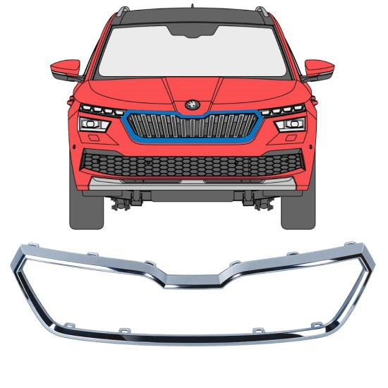 Marco de parrilla delantera para Skoda Kamiq 2019-2023 17226