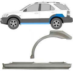 Umbral completo + Panel de reparación guardabarros trasero para Kia Sorento 2002-2009 / Izquierda / Conjunto 11712