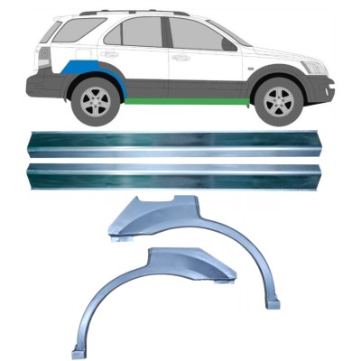 Panel de reparación del umbral + guardabarros trasero para Kia Sorento 2002-2009 / Izquierda+Derecha / Conjunto 10696