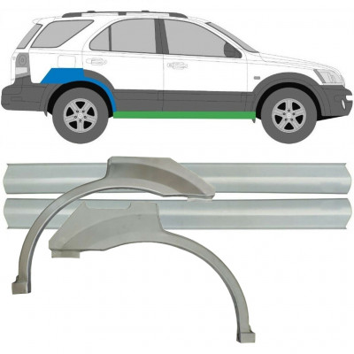 Panel de reparación del umbral + guardabarros trasero para Kia Sorento 2002-2009 / Conjunto 10696