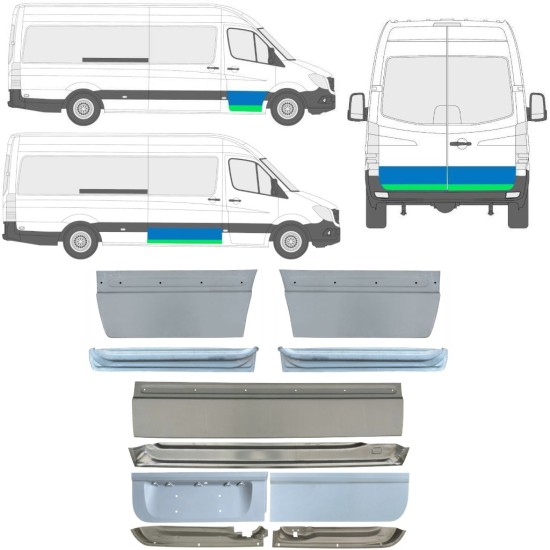 Panel de reparación puerta interna + externa para Mercedes Sprinter 2006-2018 / Izquierda+Derecha / Conjunto 11318