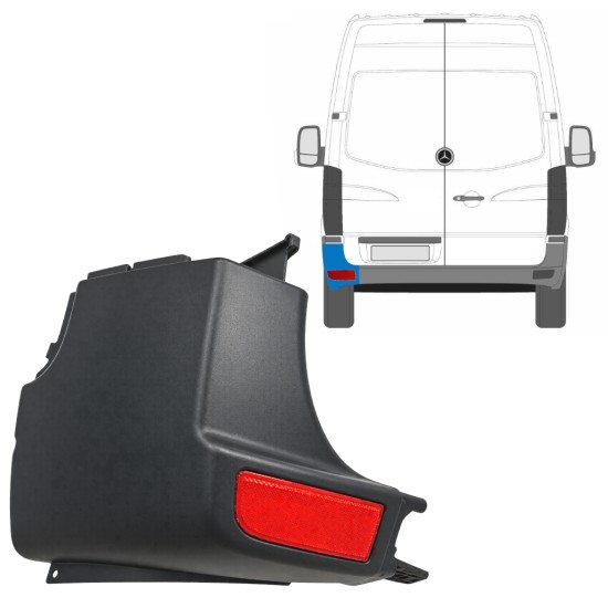 Esquina del parachoques trasero + lámpara reflectora para Mercedes Sprinter 2006-2018 / Izquierda / Conjunto 9725