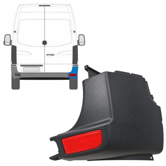 Esquina del parachoques trasero + lámpara reflectora para Mercedes Sprinter 2006-2018 / Derecho / Conjunto 9724