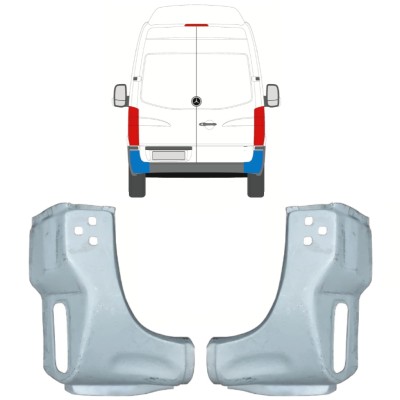 Panel de reparación esquina trasera para Mercedes Sprinter 2006-2018 / Izquierda+Derecha / Conjunto 10496