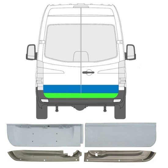 Panel de reparación puerta trasera para Volkswagen Crafter 2005-2017 / Izquierda+Derecha / Conjunto 14386