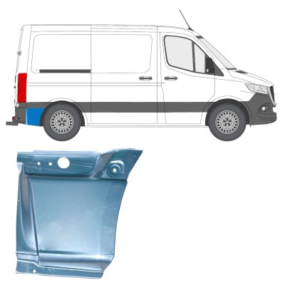 Panel de reparación guardabarros trasero parte inferior detrás de la rueda para Mercedes Sprinter 2018- / Derecho 14545