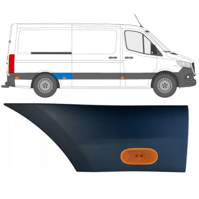 Moldura lateral guardabarros trasero con lámpara para Mercedes Sprinter 2018- / Derecho / Conjunto 16652