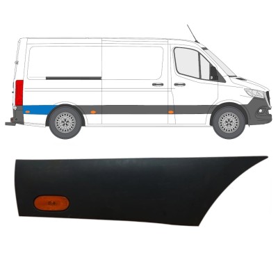 Moldura lateral guardabarros con lámpara para Mercedes Sprinter 2018- / Derecho / Conjunto 16646
