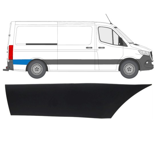 Moldura lateral guardabarros trasero detrás de la rueda para Mercedes Sprinter 2018- / Derecho 16642