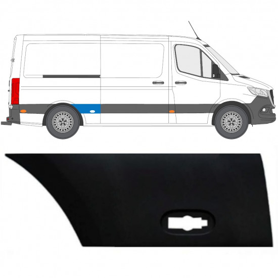 Moldura lateral guardabarros trasero para Mercedes Sprinter 2018- / Derecho 12936