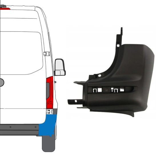 Esquina parachoques trasero para Mercedes Sprinter 2018- / Derecho 14943