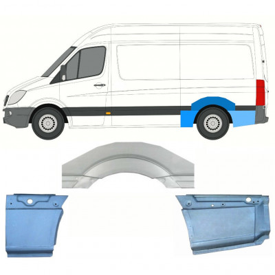 Panel de reparación guardabarros trasero para Mercedes Sprinter 2006- / MWB / Izquierda / Conjunto 8716