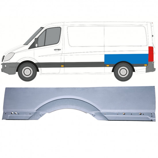 Panel de reparación guardabarros trasero grande para Mercedes Sprinter 2006-2018 / Izquierda 12973
