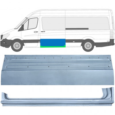 Panel de reparación puerta corredera + Panel de reparación umbral para Mercedes Sprinter 2006- / Izquierda / Conjunto 11960