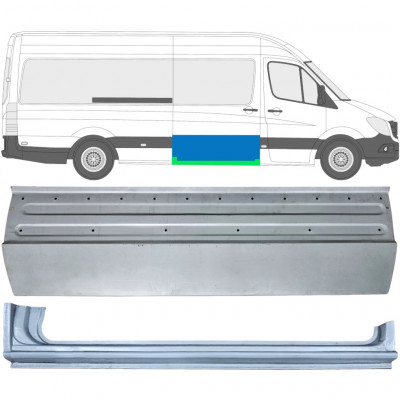 Panel de reparación puerta corredera + Panel de reparación umbral para Mercedes Sprinter 2006- / Derecho / Conjunto 11959