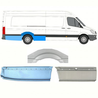 Panel de reparación guardabarros trasero para Mercedes Sprinter 2006- / XLWB / Derecho / Conjunto 8719