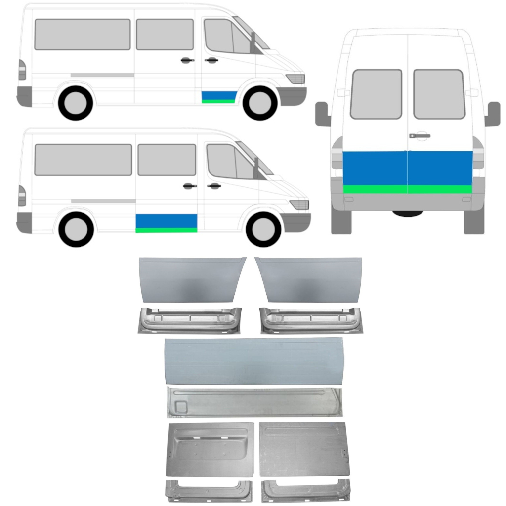 Panel De Reparación Puerta Interna + Externa Para Mercedes Sprinter 1995-2006 / Conjunto 11321
