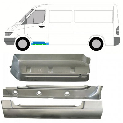 MERCEDES SPRINTER 1995-2006 ESCALÓN DELANTERO + GUARDABARRO PANEL DE REPARACIÓN + REPARACIÓN DEL UMBRAL INTERIOR / KIT / IZQUIERDA