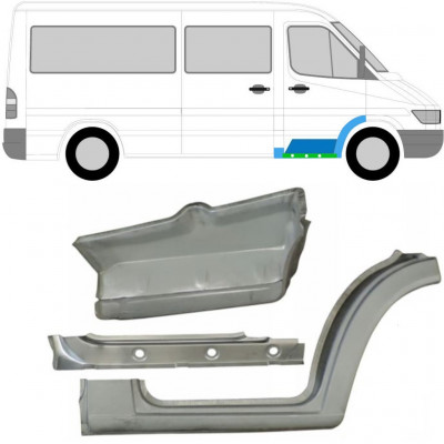 Panel de reparación del umbral interna + guardabarros + escalón delantero para Mercedes Sprinter 1995-2006 / Derecho / Conjunto 10521