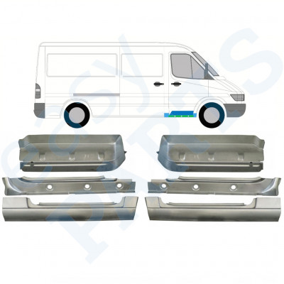 MERCEDES SPRINTER 1995-2006 ESCALÓN DELANTERO + GUARDABARRO PANEL DE REPARACIÓN + REPARACIÓN DEL UMBRAL INTERIOR / KIT / DERECHA + IZQUIERDA